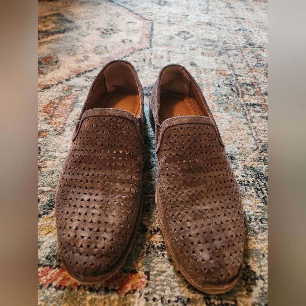 TRASK Suede Lasercut Accents Loafers